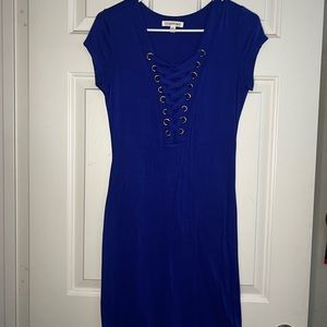 Blue knit dress